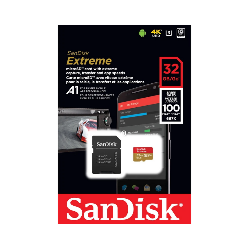 SanDisk Extreme 32GB UHS-I microSDHC Memory Card with SD Adapter — Being Shipped
