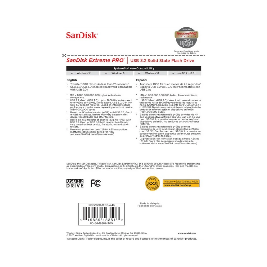 SanDisk Extreme Pro 1TB USB 3.2 SSD Flash Drive — Being Shipped