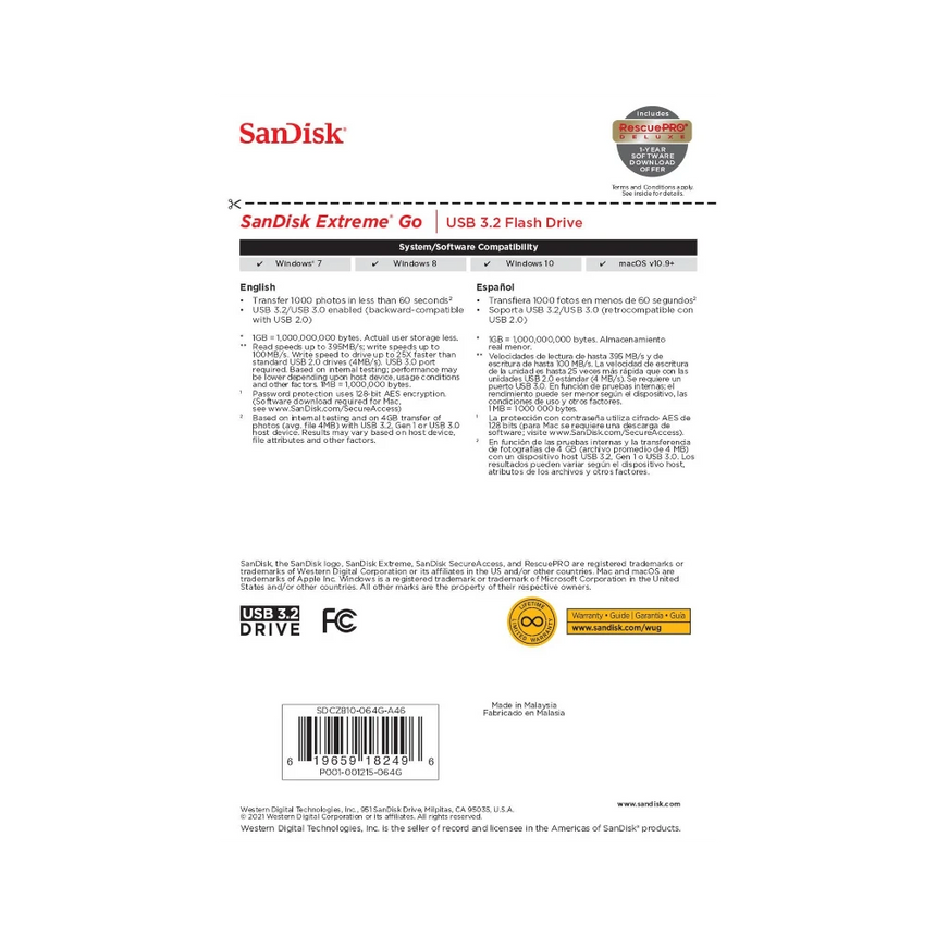 SanDisk Extreme Go 64GB USB 3.2 Gen 1 Flash Drive — Being Shipped