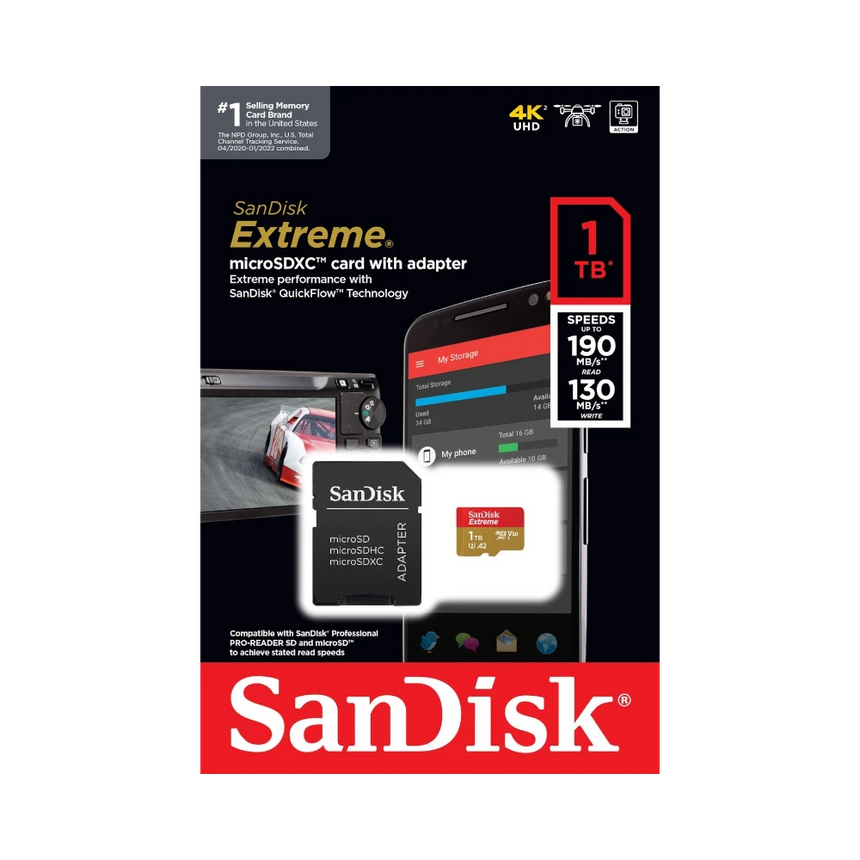SanDisk Extreme 1TB UHS-I microSDXC Memory Card with SD Adapter — Being Shipped