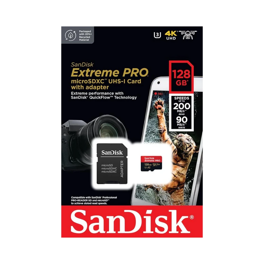 SanDisk Extreme Pro U3 128GB UHS-I MicroSDXC Memory Card — Being Shipped