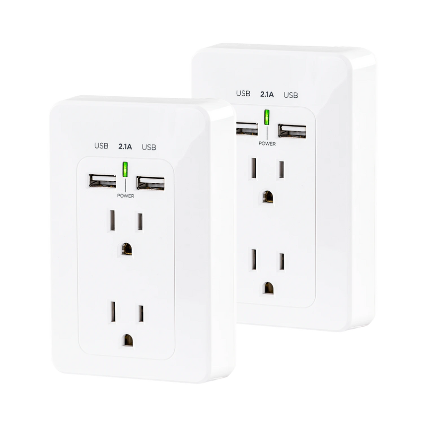 CyberPower 2-Outlet Wall Tap with 2 USB Ports (2-Pack) — Being Shipped