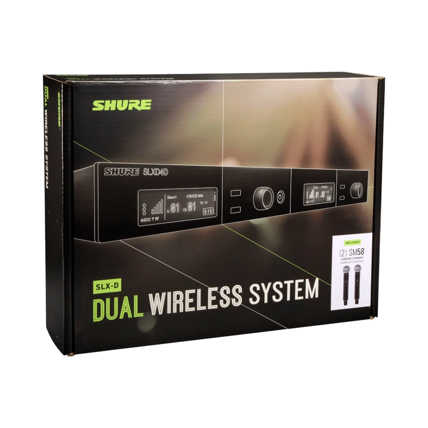Shure SLXD24D/SM58 Dual-Channel Digital Wireless Handheld Microphone System with SM58 Capsules (G58: 470 to 514 MHz) — Being Shipped
