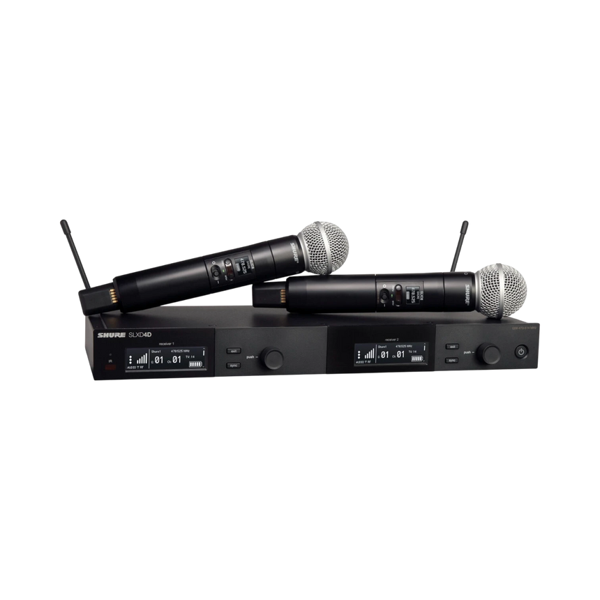 Shure SLXD24D/SM58 Dual-Channel Digital Wireless Handheld Microphone System with SM58 Capsules (H55: 514 to 558 MHz) — Being Shipped