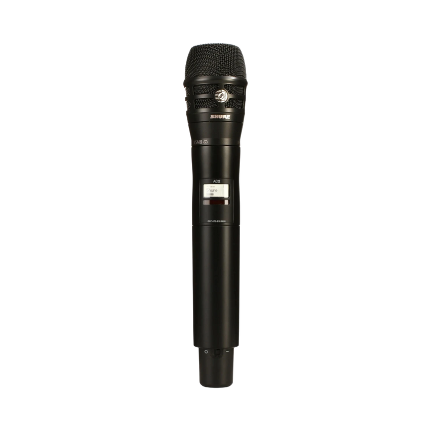 Shure AD2/KSM8B Digital Handheld Wireless Microphone Transmitter with KSM8 Capsule (G57: 470 to 616 MHz, Black) — Being Shipped