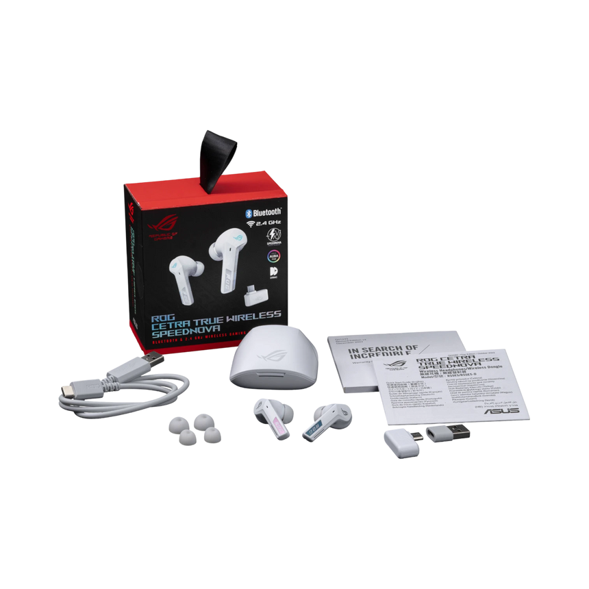 ASUS ROG Cetra True Wireless SpeedNova In-Ear Gaming Earbuds (Moonlight White) — Being Shipped