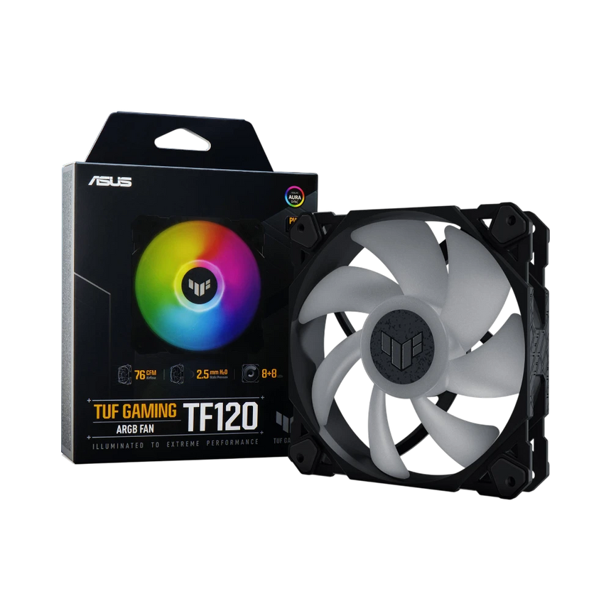 ASUS TUF Gaming TF120 ARGB 120mm PWM Fan (Black) — Being Shipped