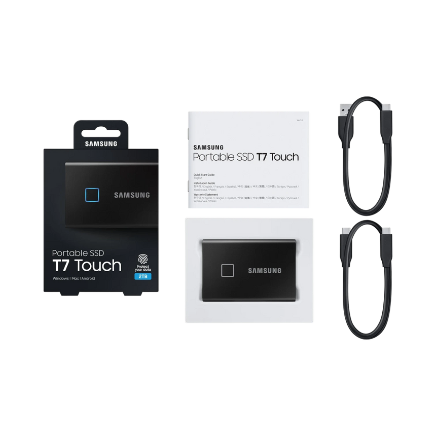 Samsung T7 Touch 2TB USB 3.2 Gen 2 Portable SSD (Black) — Being Shipped