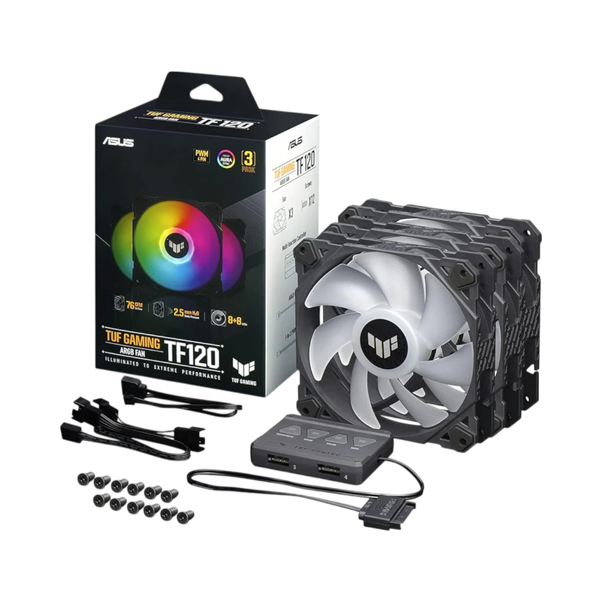 ASUS TUF Gaming TF120 ARGB 120mm PWM Fan (Black, 3-Pack) — Being Shipped