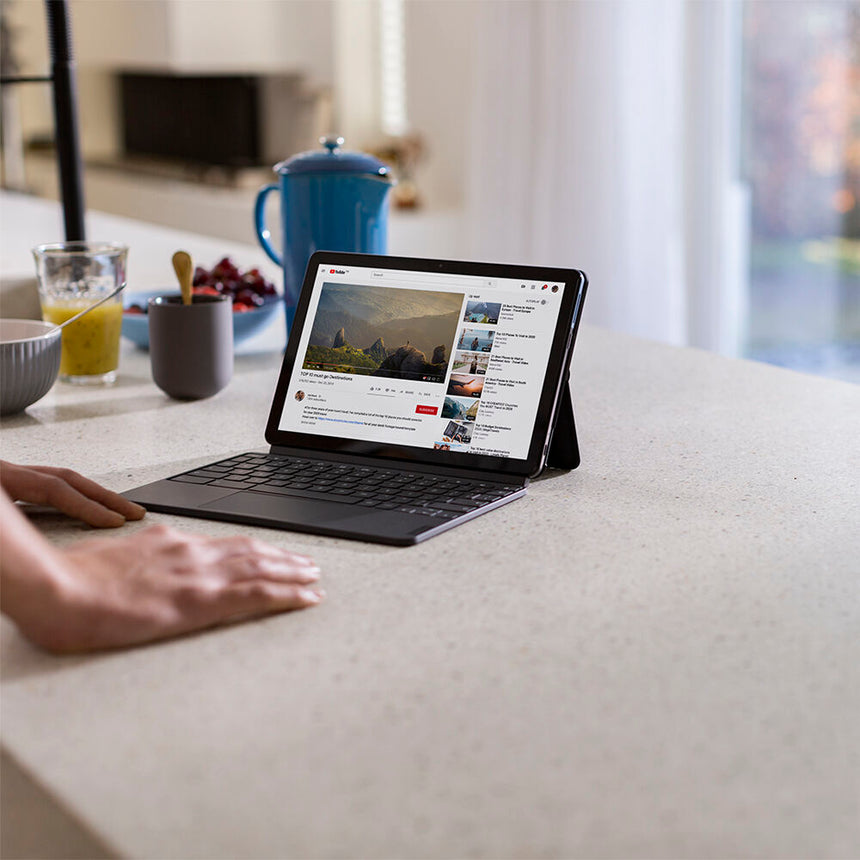 Lenovo IdeaPad Duet 10.1" Multi-Touch 2-in-1 Chromebook, MediaTek Helio P60T, 4GB RAM, 64GB eMMC (Ice Blue & Iron Gray) — Being Shipped