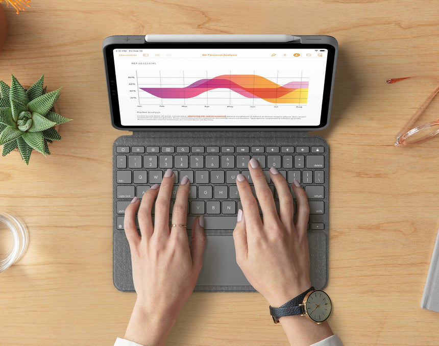 Logitech Combo Touch Backlit Keyboard Case for Apple 10.9" iPad Air (Oxford Gray) — Being Shipped