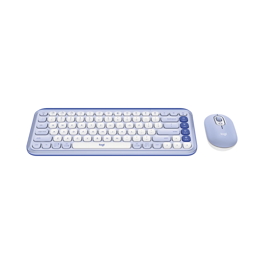 Logitech POP ICON Wireless Keyboard & Mouse Combo (Lilac & Off-White) — Being Shipped