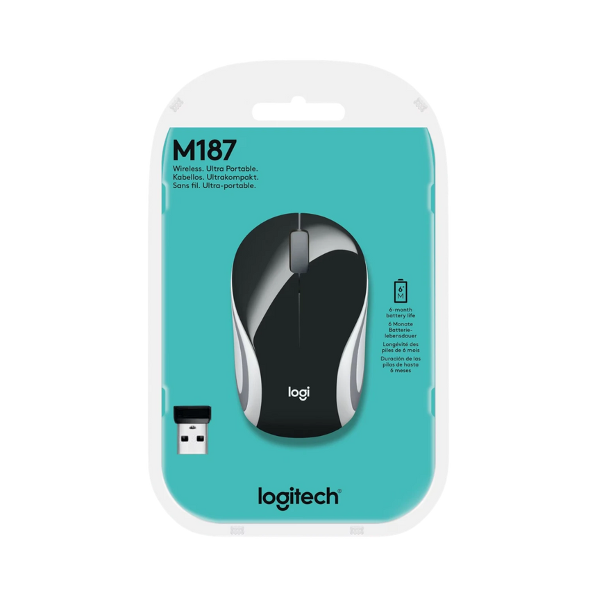 Logitech M187 Mini Wireless Optical Wireless Ambidextrous Mouse (Black& White) — Being Shipped