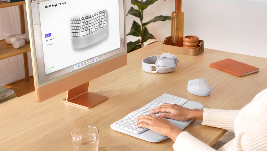 Logitech Wave Keys for Mac Wireless Ergonomic Keyboard (Off-White) — Being Shipped