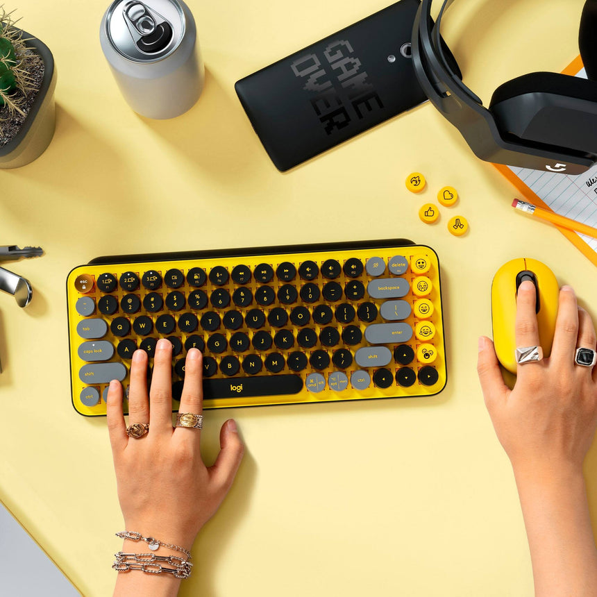 Logitech POP Keys Wireless Bluetooth Mechanical Keyboard (Blast Yellow) — Being Shipped