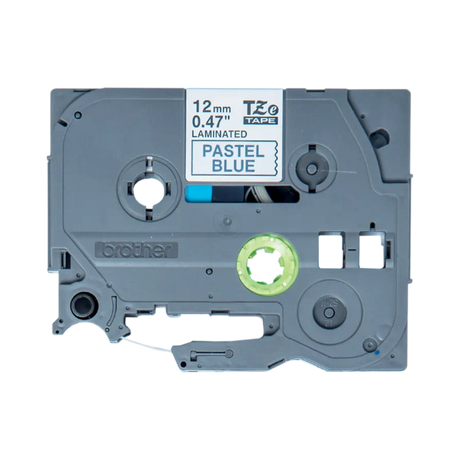 Brother 12mm Black on Pastel Blue Laminated Label Tape — Being Shipped