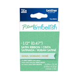 Brother P-touch Embellish Gold on Mint Green Satin Ribbon — Being Shipped