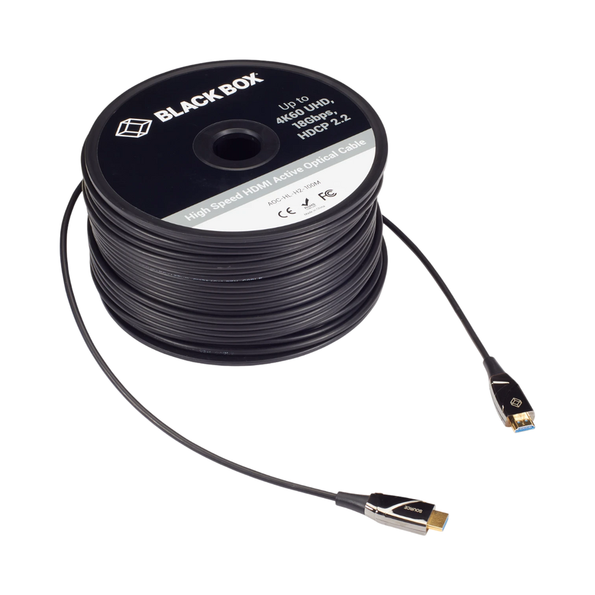 Black Box 49.2ft Active Optical HDMI 2.0 4K60 Cable (Black) — Being Shipped