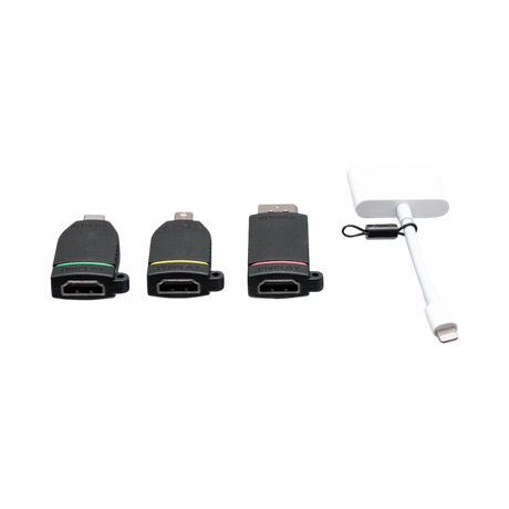 C2G Retractable Universal Mount 4K HDMI Adapter Ring with Color Coded Mini DisplayPort, DisplayPort, USB-C, and Lightning — Being Shipped