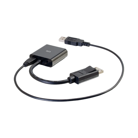 C2G 8in DisplayPort Male to VGA + Audio Female Active Adapter Converter (Black) — Being Shipped