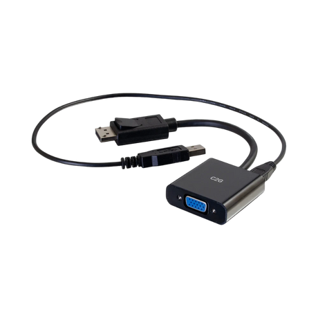 C2G 8in DisplayPort Male to VGA + Audio Female Active Adapter Converter (Black) — Being Shipped