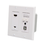 C2G HDMI HDBaseT + USB-C, 3.5mm, and USB-B to A over Cat Extender Wall Plate Transmitter to Box Receiver, 4K 60Hz — Being Shipped