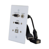 C2G HDMI, VGA, 3.5mm Audio and USB Pass Through Single Gang Wall Plate (White) — Being Shipped
