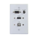 C2G HDMI, VGA, 3.5mm Audio and USB Pass Through Single Gang Wall Plate (White) — Being Shipped