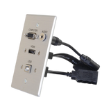 C2G HDMI, VGA, 3.5mm Audio and USB Pass Through Single Gang Wall Plate (Aluminum) — Being Shipped