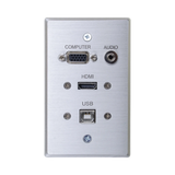 C2G HDMI, VGA, 3.5mm Audio and USB Pass Through Single Gang Wall Plate (Aluminum) — Being Shipped