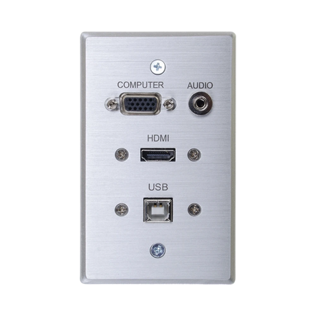C2G HDMI, VGA, 3.5mm Audio and USB Pass Through Single Gang Wall Plate (Aluminum) — Being Shipped