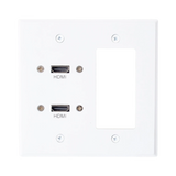 C2G Dual HDMI Pass Through Double Gang Wall Plate with One Decorative Cutout (White) — Being Shipped
