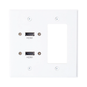 C2G Dual HDMI Pass Through Double Gang Wall Plate with One Decorative Cutout (White) — Being Shipped