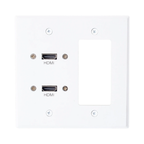 C2G Dual HDMI Pass Through Double Gang Wall Plate with One Decorative Cutout (White) — Being Shipped