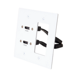 C2G Dual HDMI Pass Through Double Gang Wall Plate with One Decorative Cutout (White) — Being Shipped