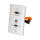 C2G RapidRun VGA + 3.5mm Single Gang Wall Plate + HDMI Pass Through (Aluminum) — Being Shipped