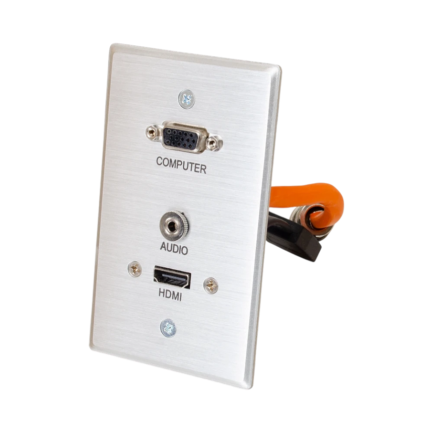 C2G RapidRun VGA + 3.5mm Single Gang Wall Plate + HDMI Pass Through (Aluminum) — Being Shipped