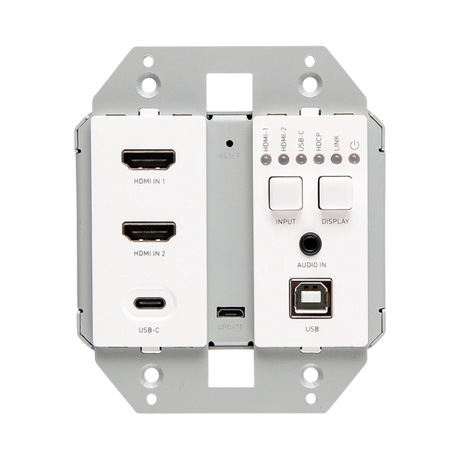 C2G Dual 4K HDMI HDBaseT + USB-C, 3.5mm, and USB-B over Cat Extender Dual Gang Wall Plate Transmitter, 4K 60Hz — Being Shipped