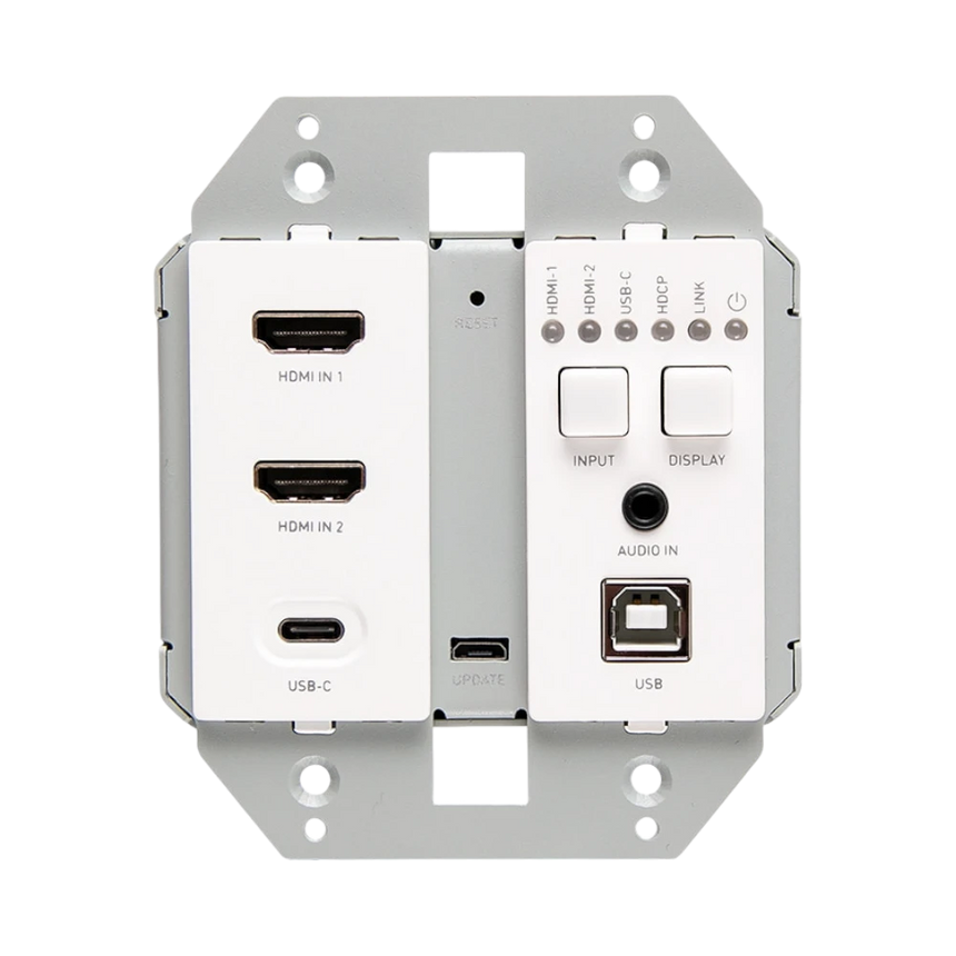 C2G Dual 4K HDMI HDBaseT + USB-C, 3.5mm, and USB-B over Cat Extender Dual Gang Wall Plate Transmitter, 4K 60Hz — Being Shipped