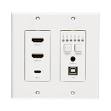 C2G Dual 4K HDMI HDBaseT + USB-C, 3.5mm, and USB-B over Cat Extender Dual Gang Wall Plate Transmitter, 4K 60Hz — Being Shipped