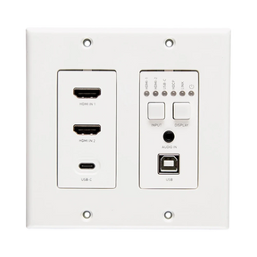 C2G Dual 4K HDMI HDBaseT + USB-C, 3.5mm, and USB-B over Cat Extender Dual Gang Wall Plate Transmitter, 4K 60Hz — Being Shipped