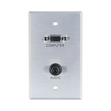 C2G VGA and 3.5mm Audio Pass Through Single Gang Wall Plate (Brushed Aluminum) — Being Shipped