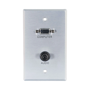 C2G VGA and 3.5mm Audio Pass Through Single Gang Wall Plate (Brushed Aluminum) — Being Shipped