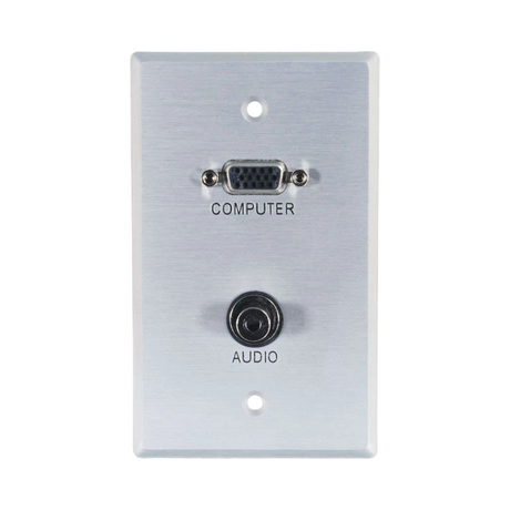 C2G VGA and 3.5mm Audio Pass Through Single Gang Wall Plate (Brushed Aluminum) — Being Shipped