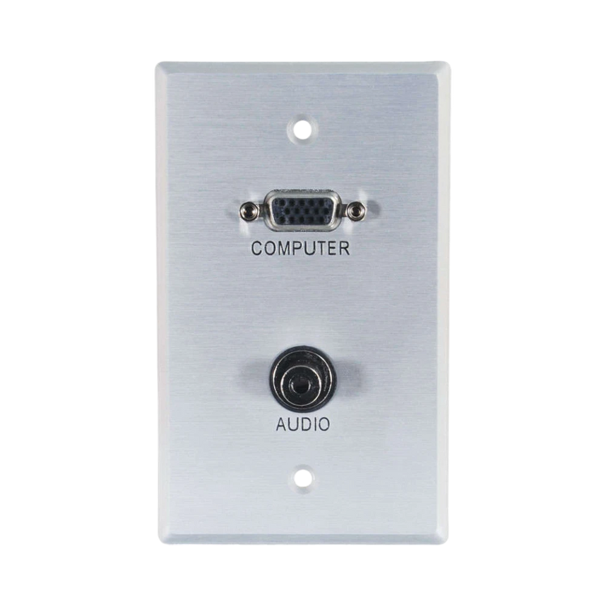C2G VGA and 3.5mm Audio Pass Through Single Gang Wall Plate (Brushed Aluminum) — Being Shipped