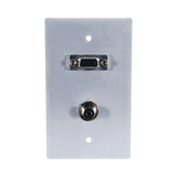 C2G VGA and 3.5mm Audio Pass Through Single Gang Wall Plate (Brushed Aluminum) — Being Shipped
