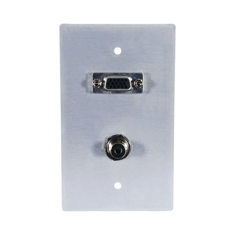 C2G VGA and 3.5mm Audio Pass Through Single Gang Wall Plate (Brushed Aluminum) — Being Shipped