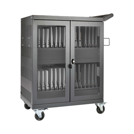 Tripp Lite Multi-Device Charging Cart, 32 AC Outlets, Chromebooks and Laptops, Wall-Mount Option, Black — Being Shipped