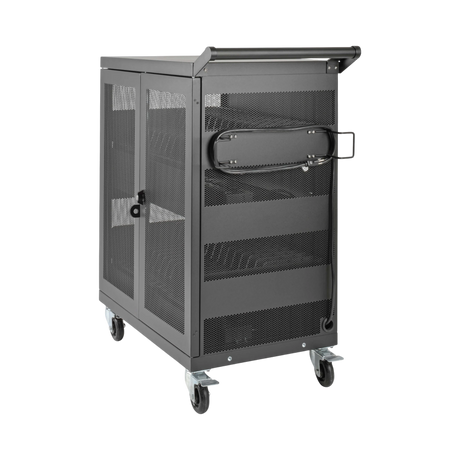 Tripp Lite Multi-Device Charging Cart, 32 AC Outlets, Chromebooks and Laptops, Wall-Mount Option, Black — Being Shipped