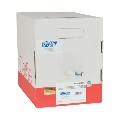 Tripp Lite Cat5e 350 MHz Solid Core Plenum-Rated (UTP) PVC Bulk Ethernet Cable, Blue, 1000 ft. (304.8 m) — Being Shipped